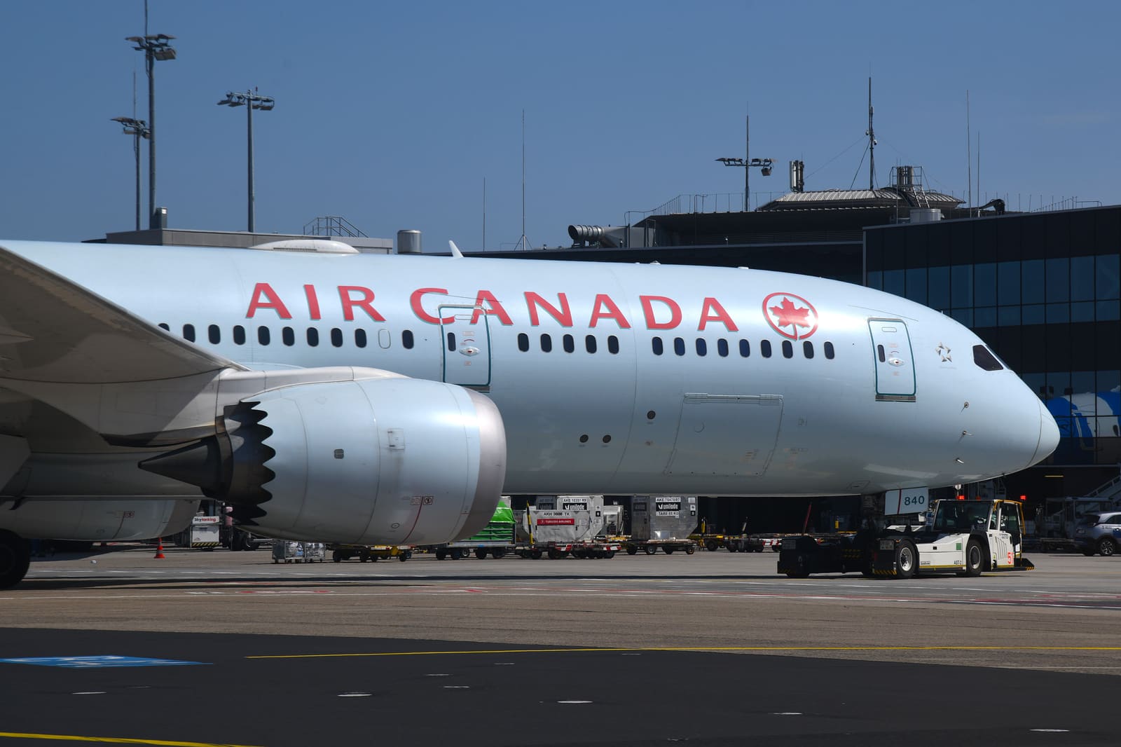 An Air Canada widebody aircraft on the tarmac, one of the carriers flying nonstop between Canada and Japan